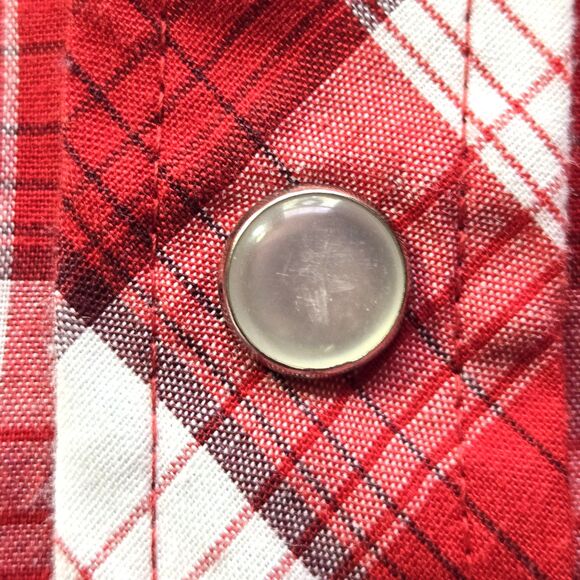 Falcon Bay Mens Red Plaid Pearl Snap Western Shirt 3XLT Pockets Short Sleeve - Picture 4 of 5